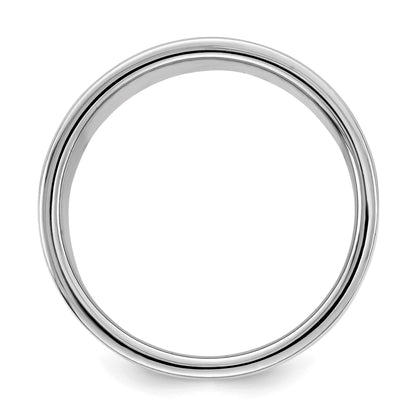 Sterling Silver Rhodium-plated 8mm Flat Size 7 Band