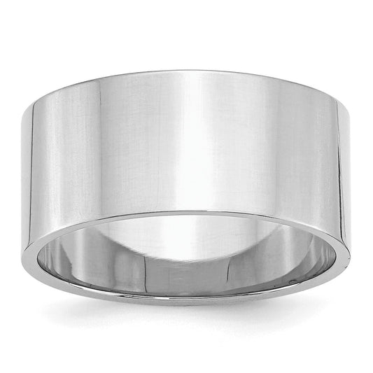 Sterling Silver Rhodium-plated 10mm Flat Size 5 Band
