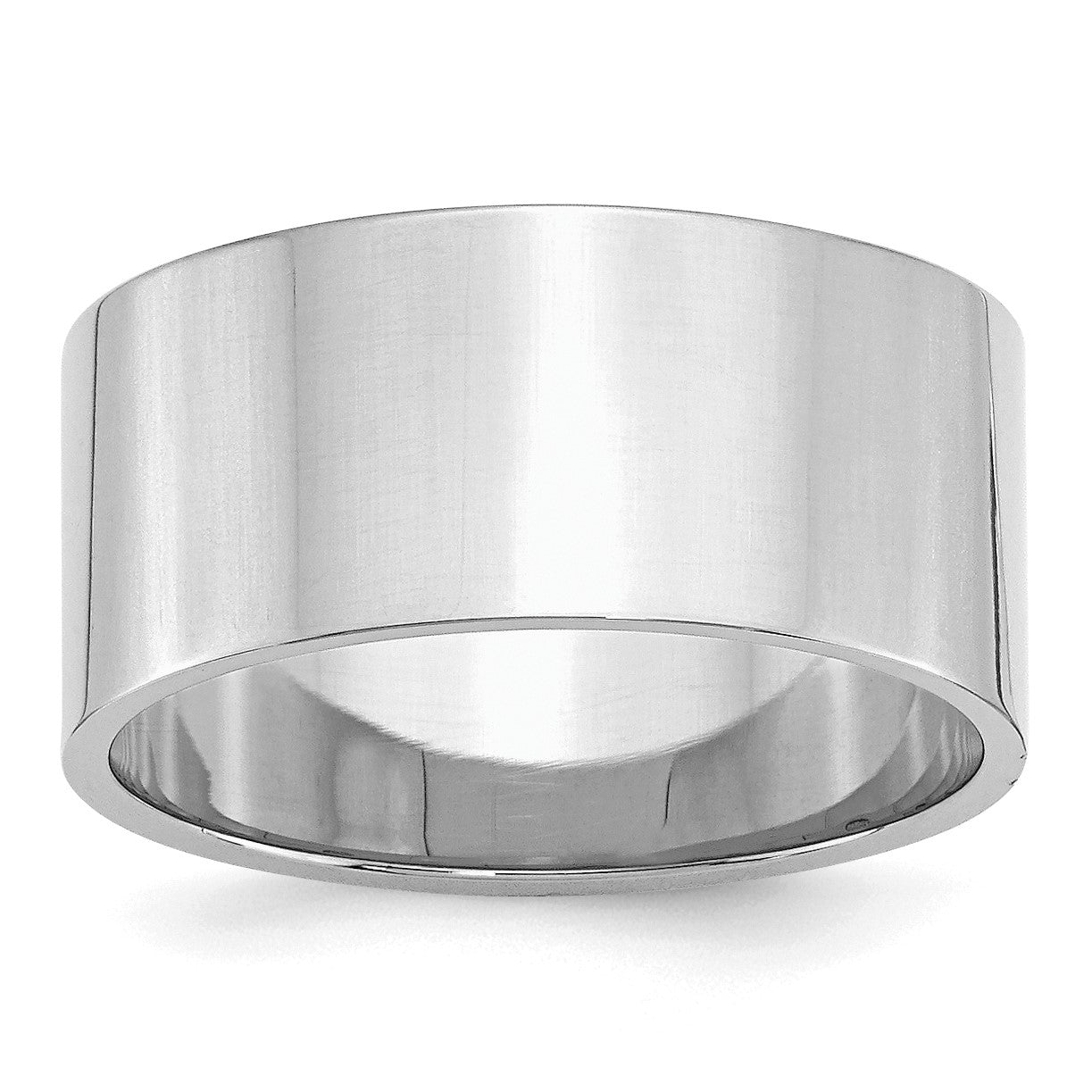 Sterling Silver Rhodium-plated 10mm Flat Size 10 Band