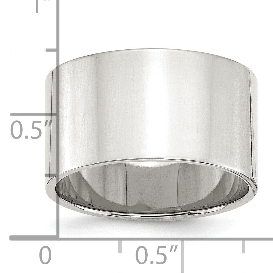 Sterling Silver 12mm Lightweight Flat Size 8.5 Band