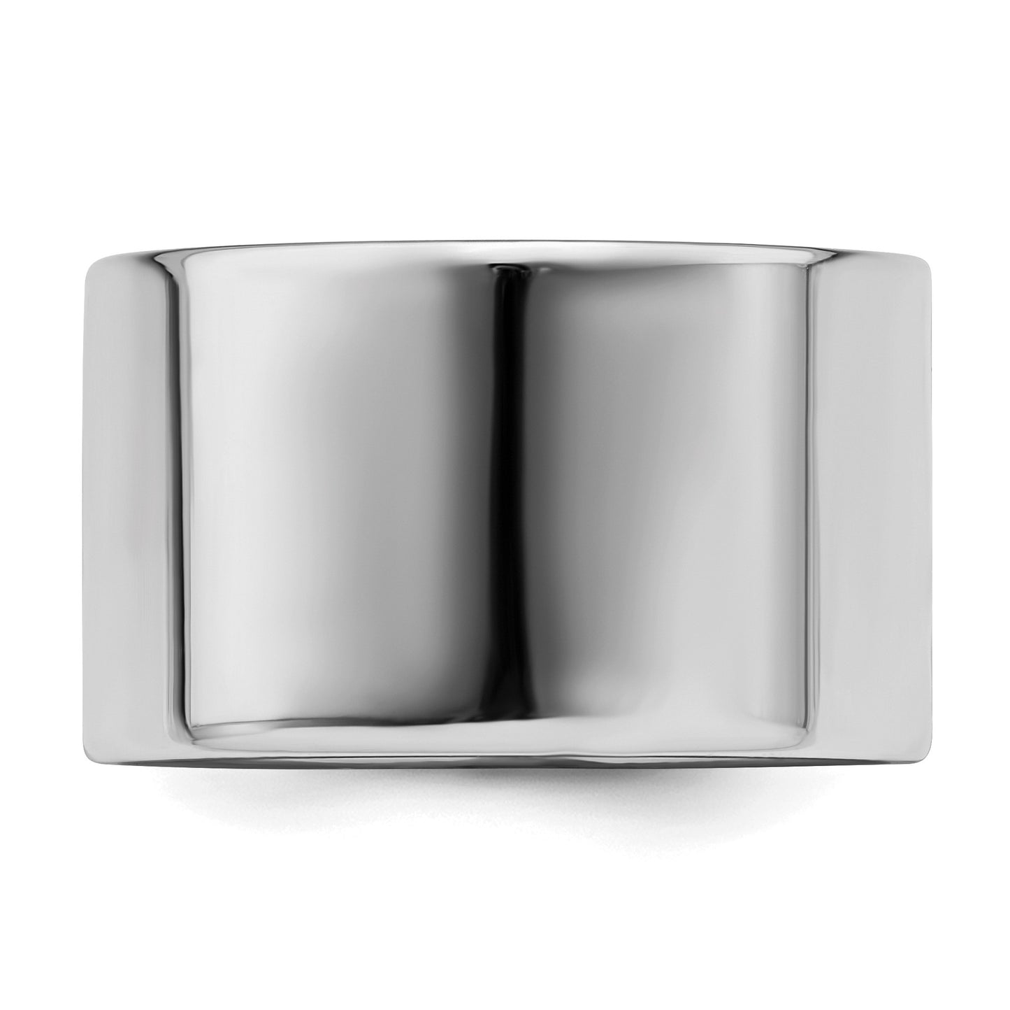 Sterling Silver Rhodium-plated 12mm Flat Size 11 Band