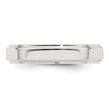 Sterling Silver 4mm Flat with Step Edge Size 7 Band