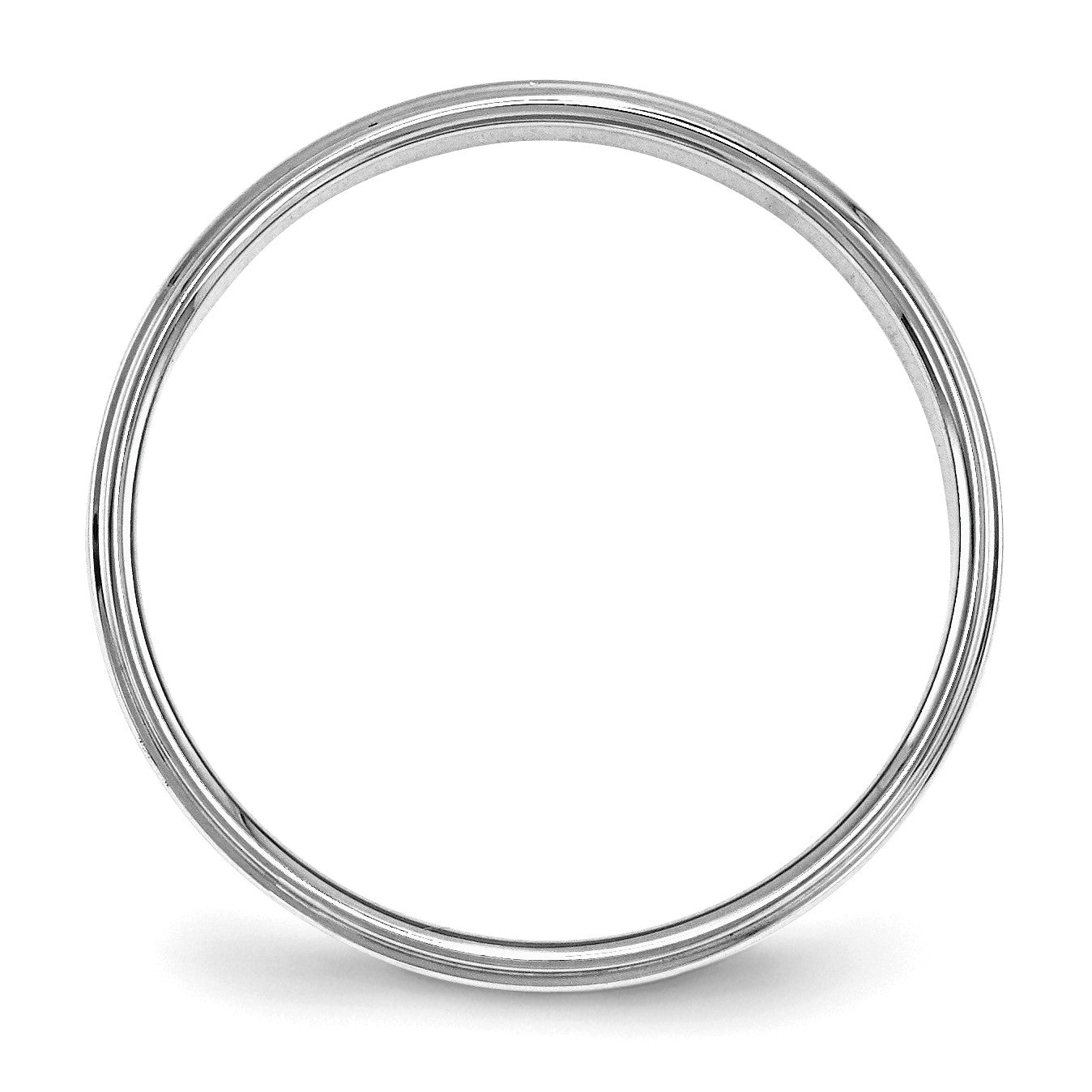 Sterling Silver Rhodium-plated 4mm Flat w/ Step Edge Size 8 Band