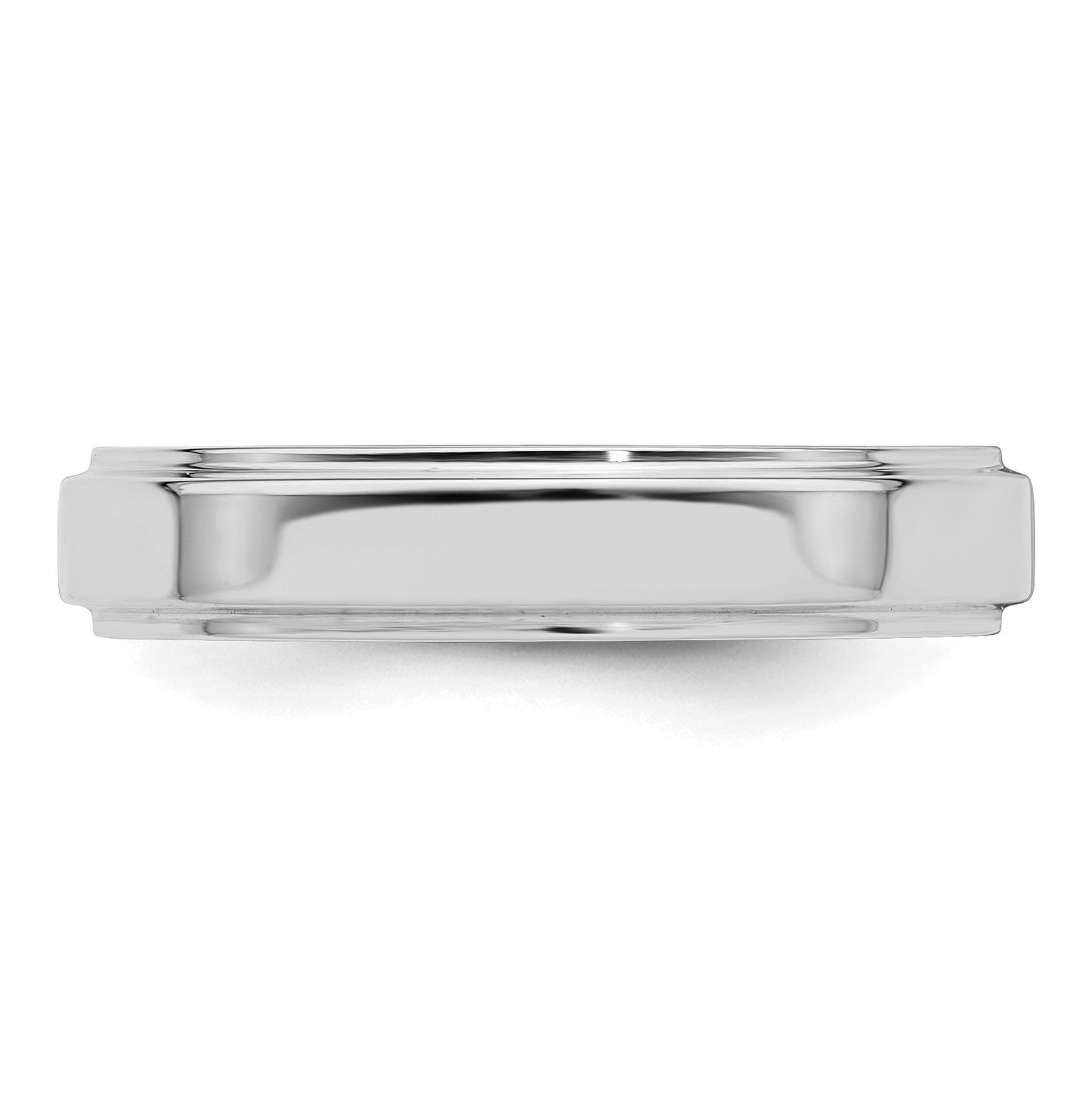 Sterling Silver Rhodium-plated 4mm Flat w/ Step Edge Size 10 Band