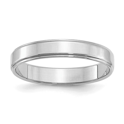 Sterling Silver Rhodium-plated 4mm Flat w/ Step Edge Size 8 Band