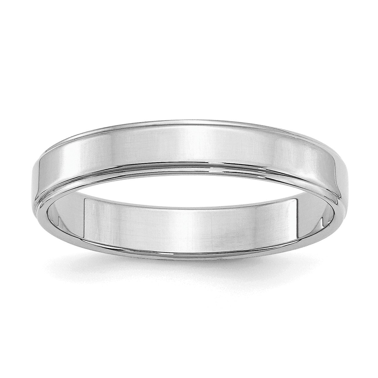 Sterling Silver Rhodium-plated 4mm Flat w/ Step Edge Size 10 Band