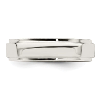Sterling Silver 5mm Flat with Step Edge Size 12 Band