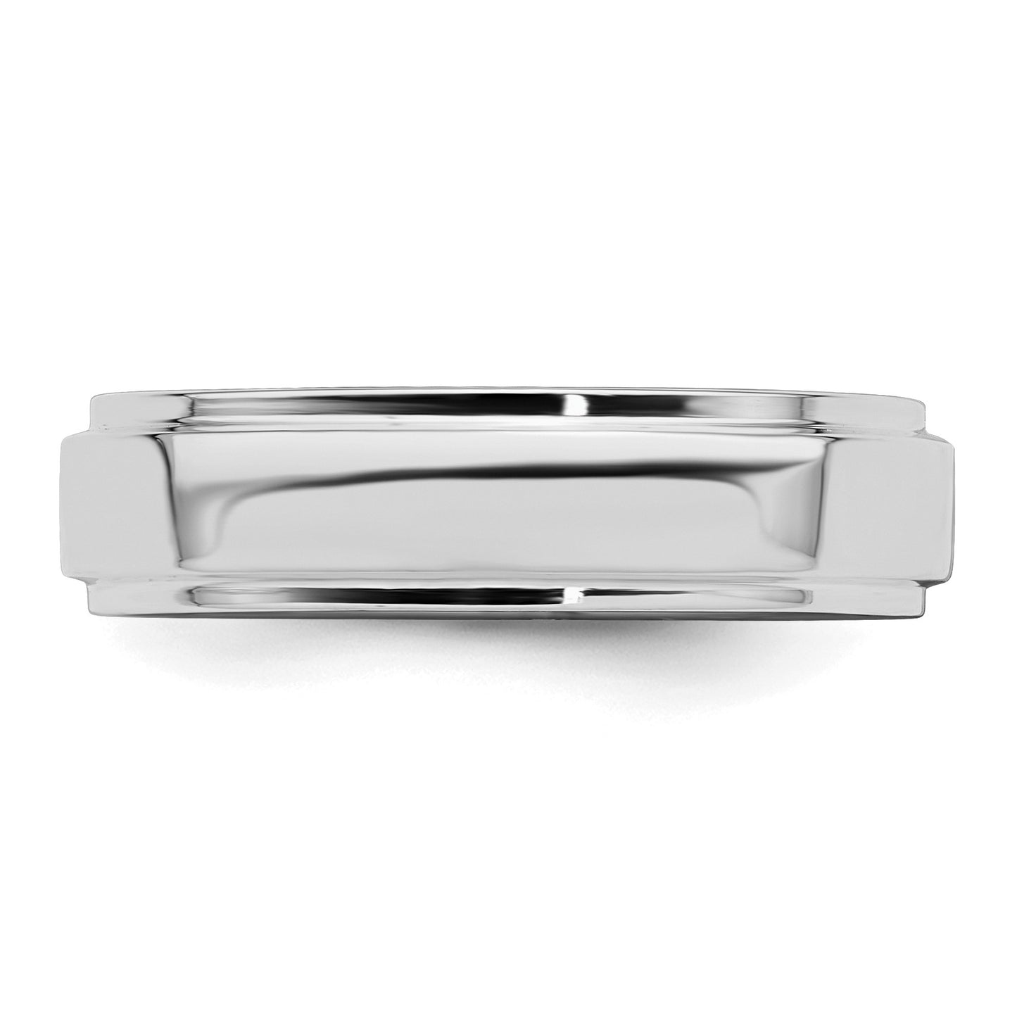 Sterling Silver Rhodium-plated 5mm Flat w/ Step Edge Size 11 Band