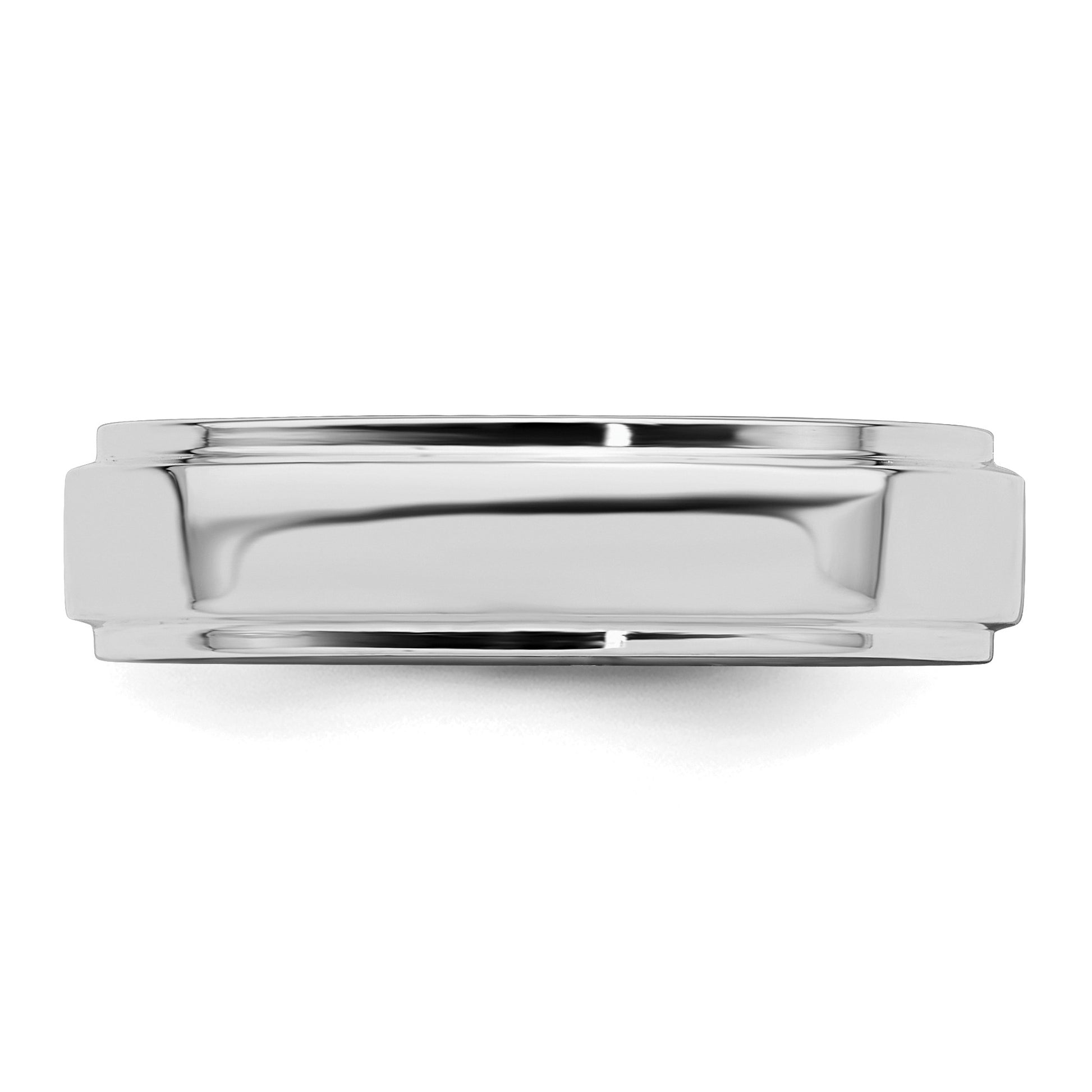 Sterling Silver Rhodium-plated 5mm Flat w/ Step Edge Size 10 Band