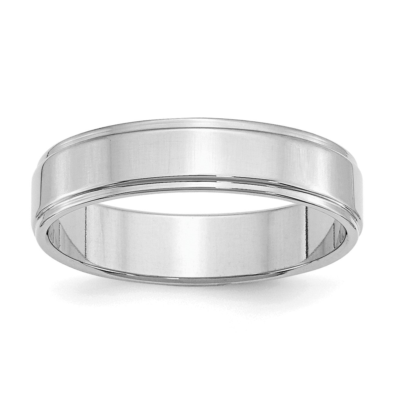 Sterling Silver Rhodium-plated 5mm Flat w/ Step Edge Size 11 Band