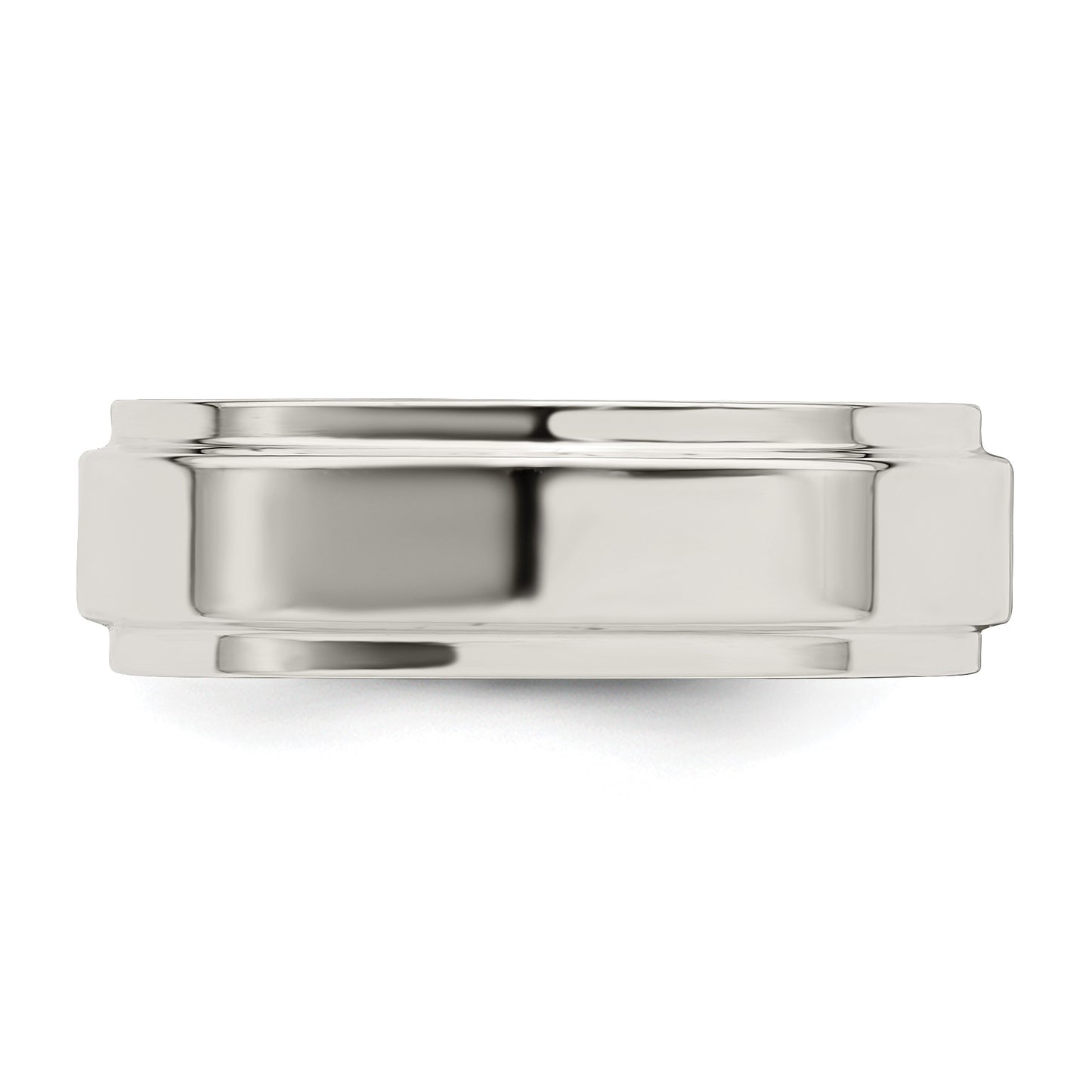 Sterling Silver 6mm Flat with Step Edge Size 10.5 Band