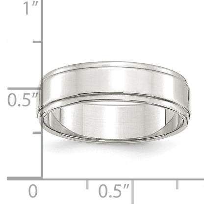 Sterling Silver 6mm Flat with Step Edge Size 10.5 Band