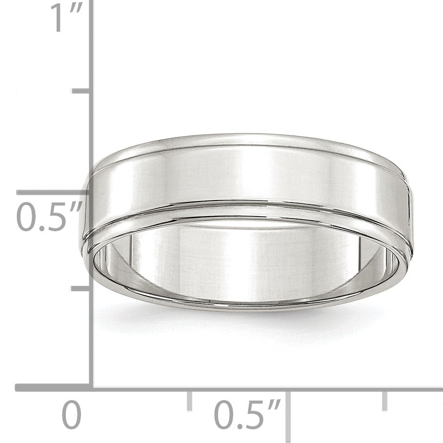 Sterling Silver 6mm Flat with Step Edge Size 9.5 Band