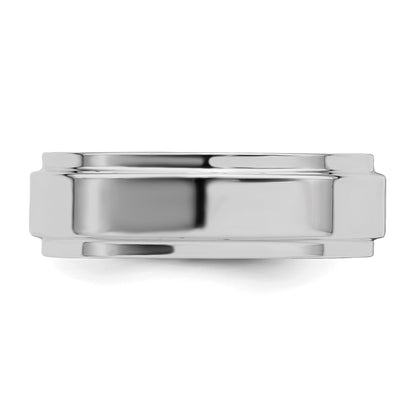 Sterling Silver Rhodium-plated 6mm Flat w/ Step Edge Size 10 Band