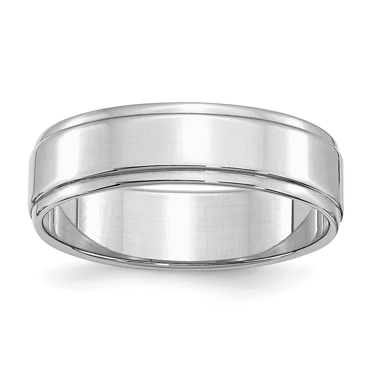Sterling Silver Rhodium-plated 6mm Flat w/ Step Edge Size 11 Band