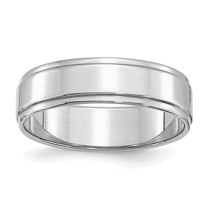 Sterling Silver Rhodium-plated 6mm Flat w/ Step Edge Size 11 Band