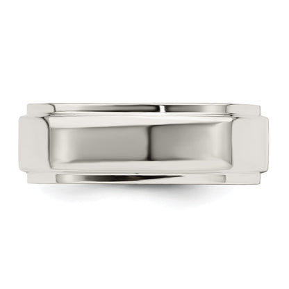 Sterling Silver 7mm Flat with Step Edge Size 7 Band