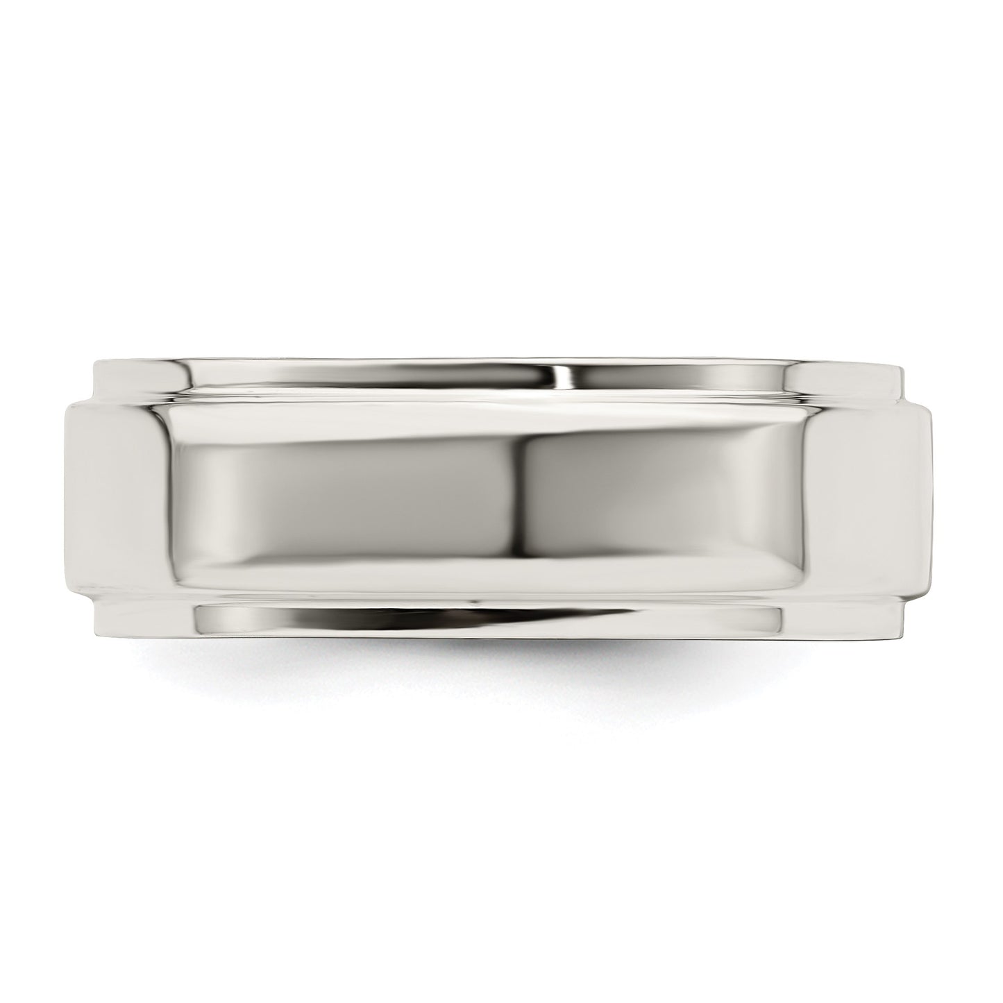 Sterling Silver 7mm Flat with Step Edge Size 9.5 Band