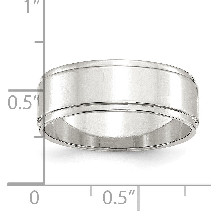 Sterling Silver 7mm Flat with Step Edge Size 11 Band