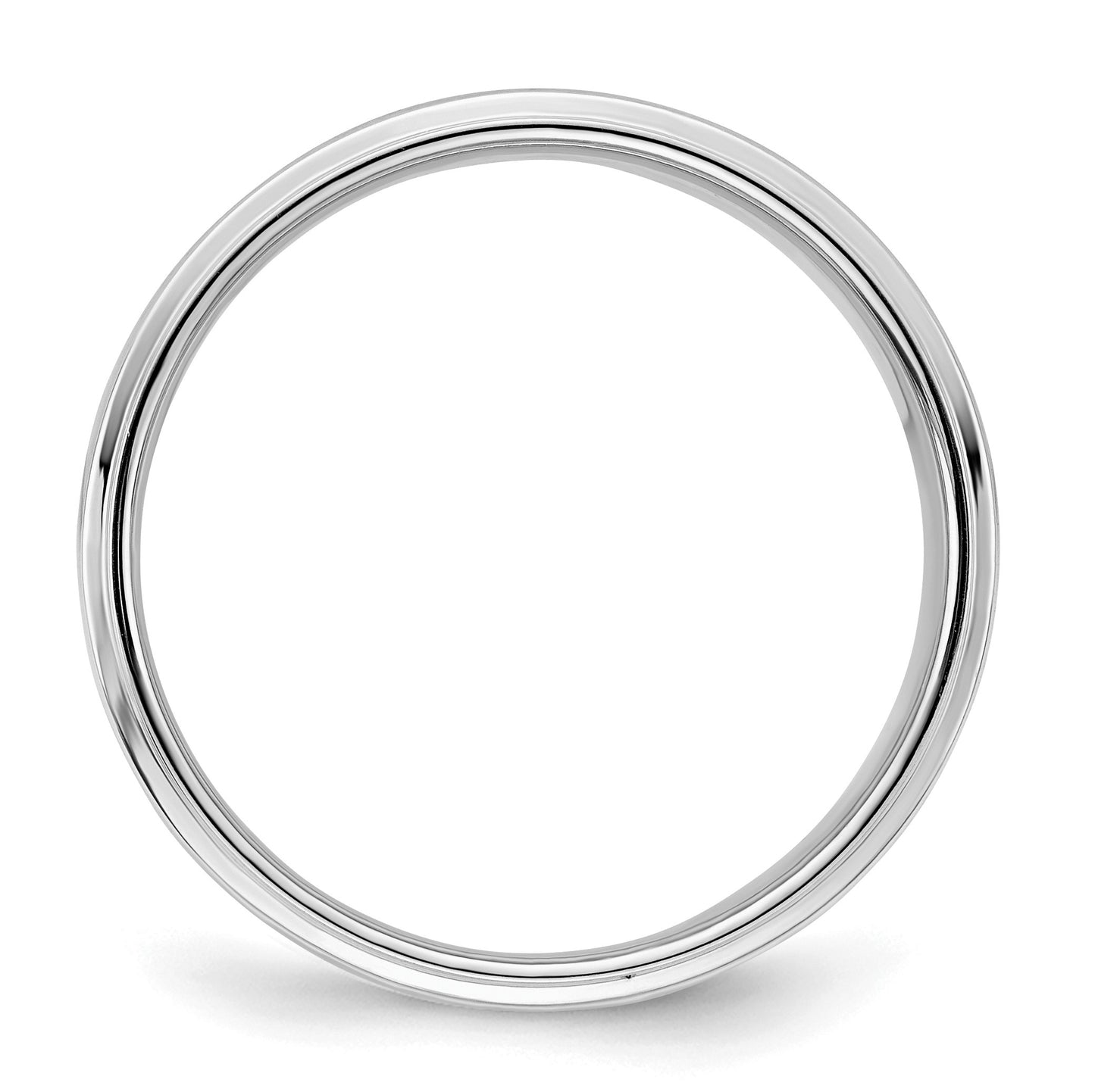 Sterling Silver Rhodium-plated 7mm Flat w/ Step Edge Size 10 Band