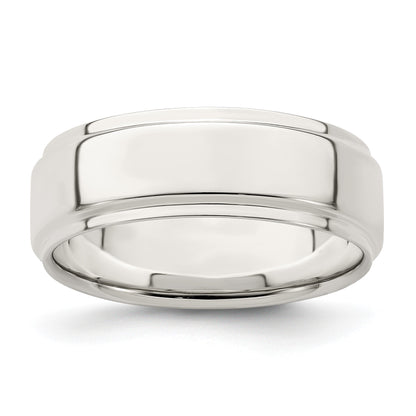 Sterling Silver 7mm Flat with Step Edge Size 13 Band