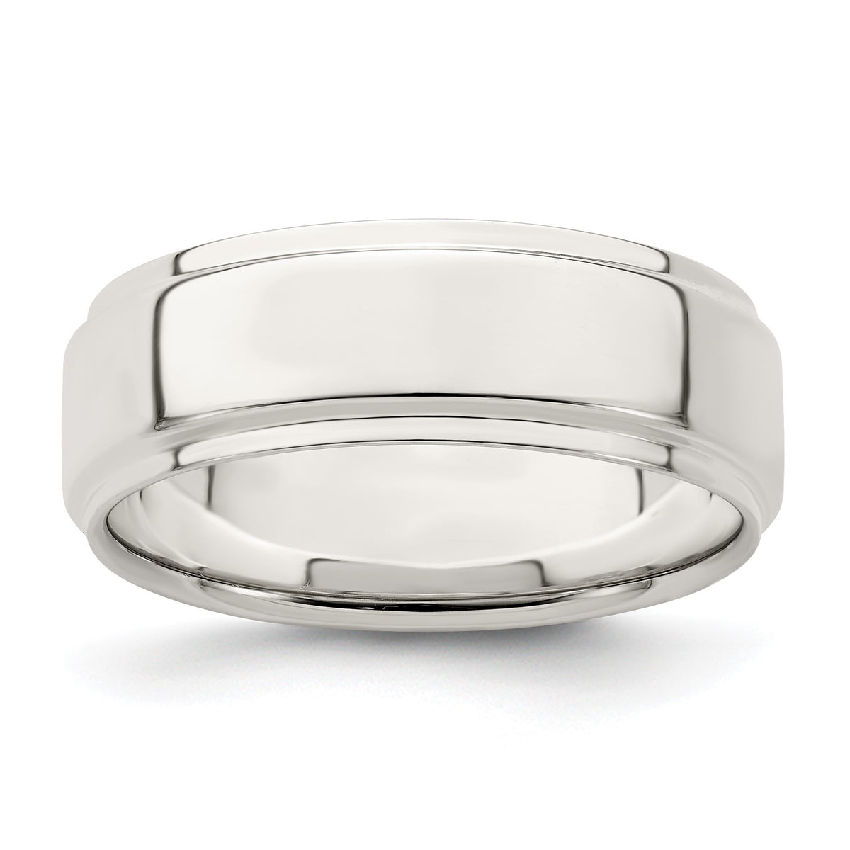 Sterling Silver 7mm Flat with Step Edge Size 10 Band