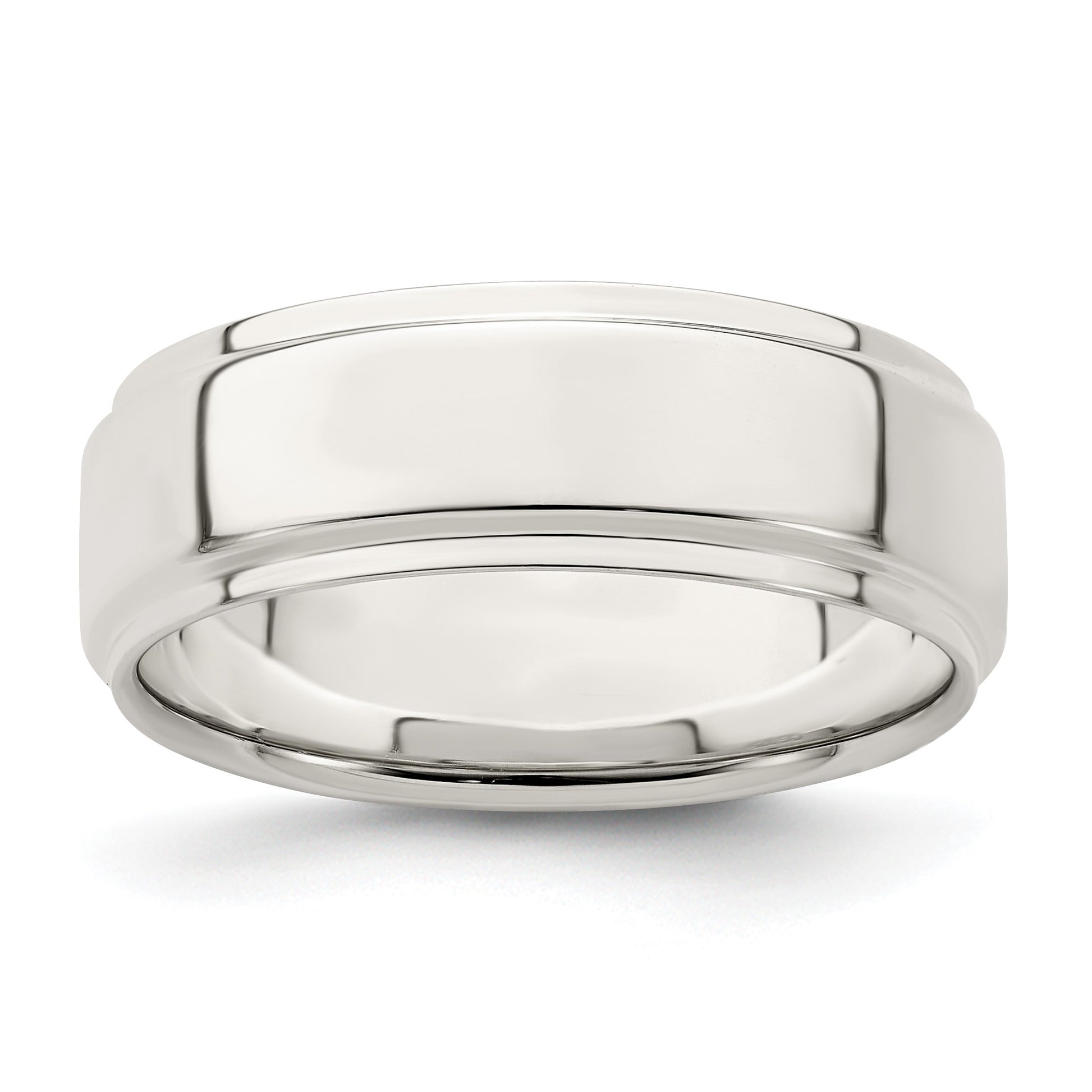 Sterling Silver 7mm Flat with Step Edge Size 12.5 Band