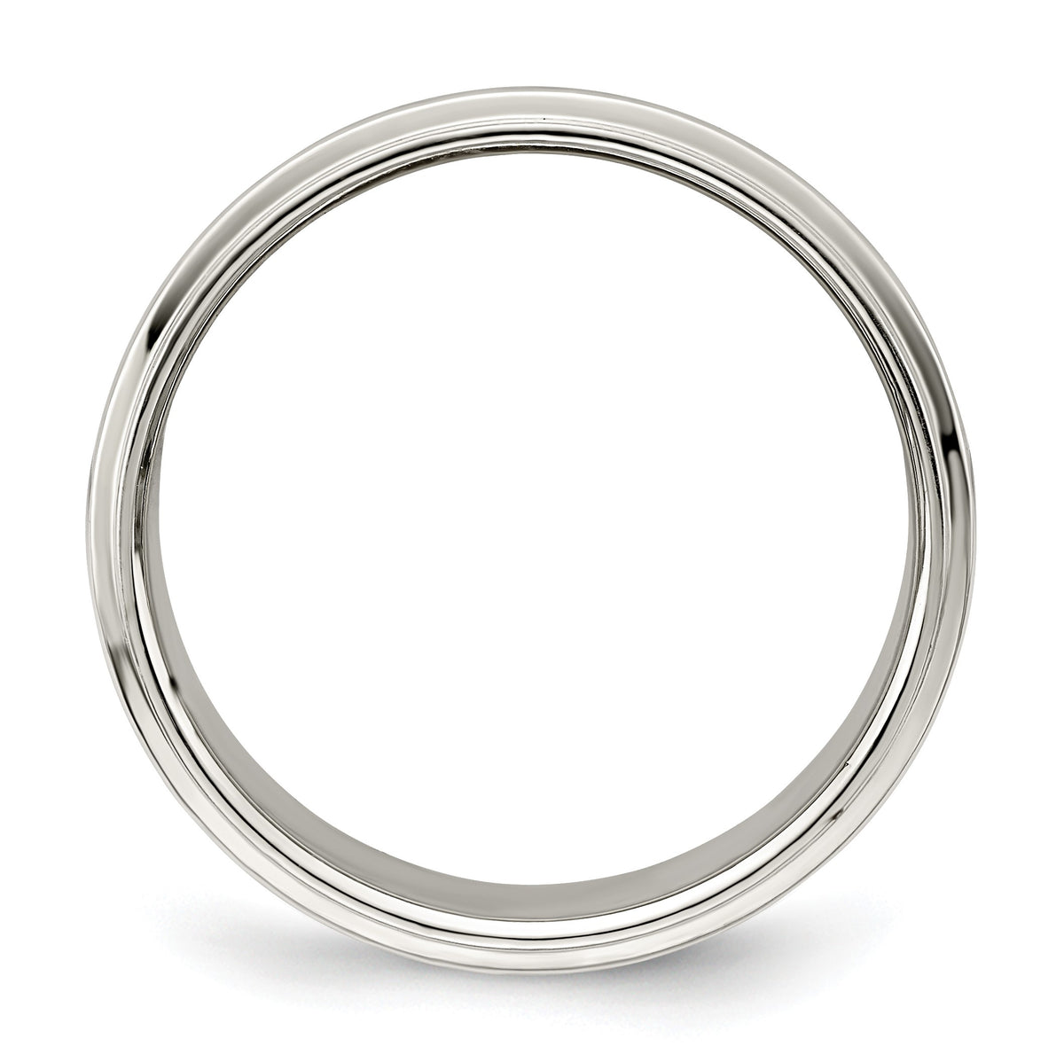 Sterling Silver 8mm Flat with Step Edge Size 6.5 Band
