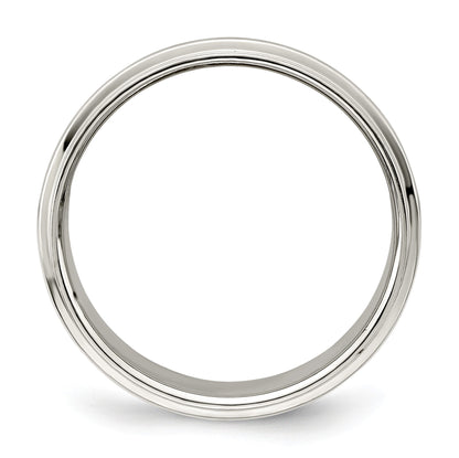 Sterling Silver 8mm Flat with Step Edge Size 13 Band