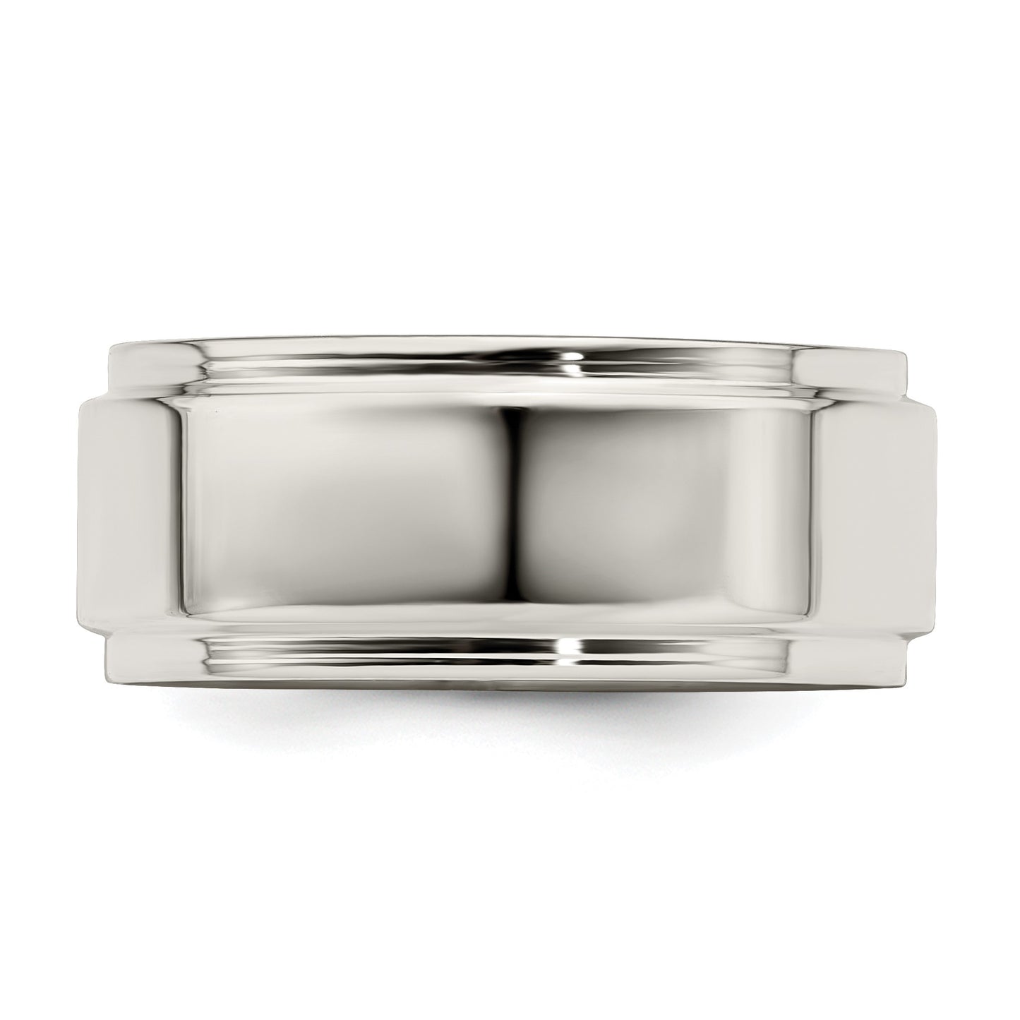 Sterling Silver 8mm Flat with Step Edge Size 13.5 Band