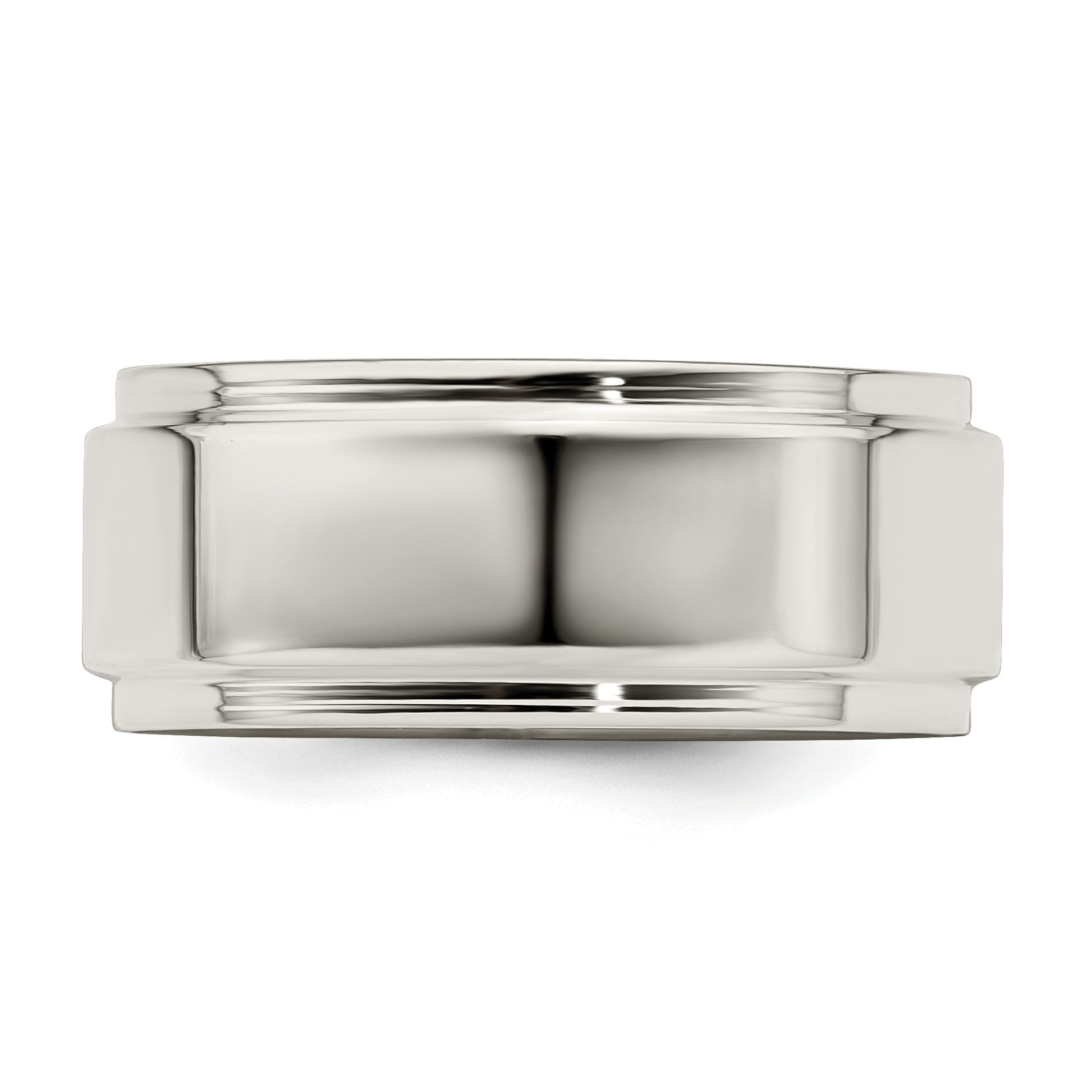 Sterling Silver 8mm Flat with Step Edge Size 13.5 Band