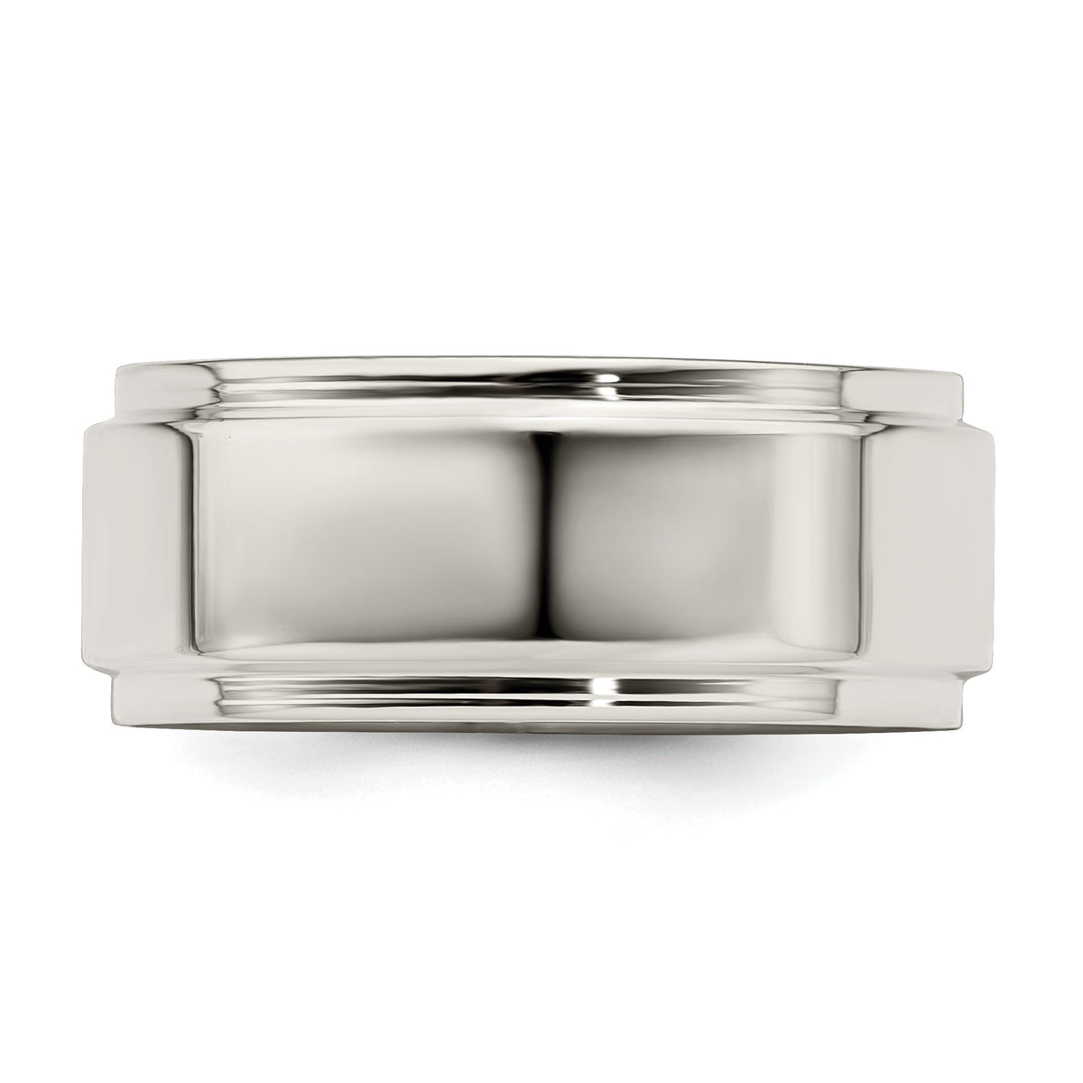 Sterling Silver 8mm Flat with Step Edge Size 6.5 Band