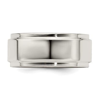 Sterling Silver 8mm Flat with Step Edge Size 9 Band