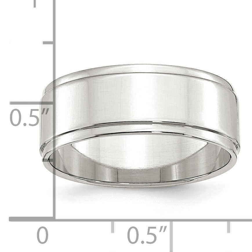 Sterling Silver 8mm Flat with Step Edge Size 13 Band