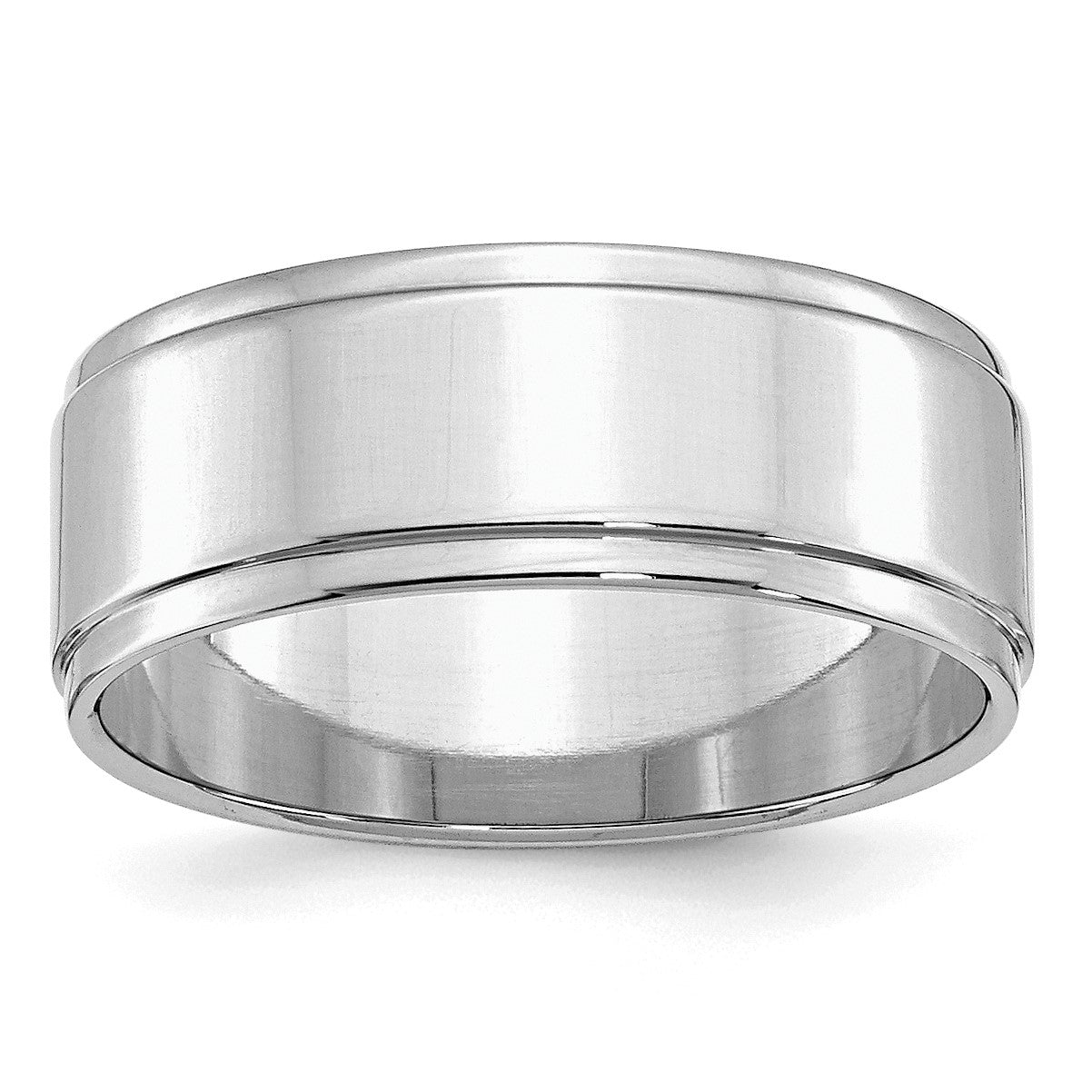 Sterling Silver Rhodium-plated 8mm Flat w/ Step Edge Size 11 Band