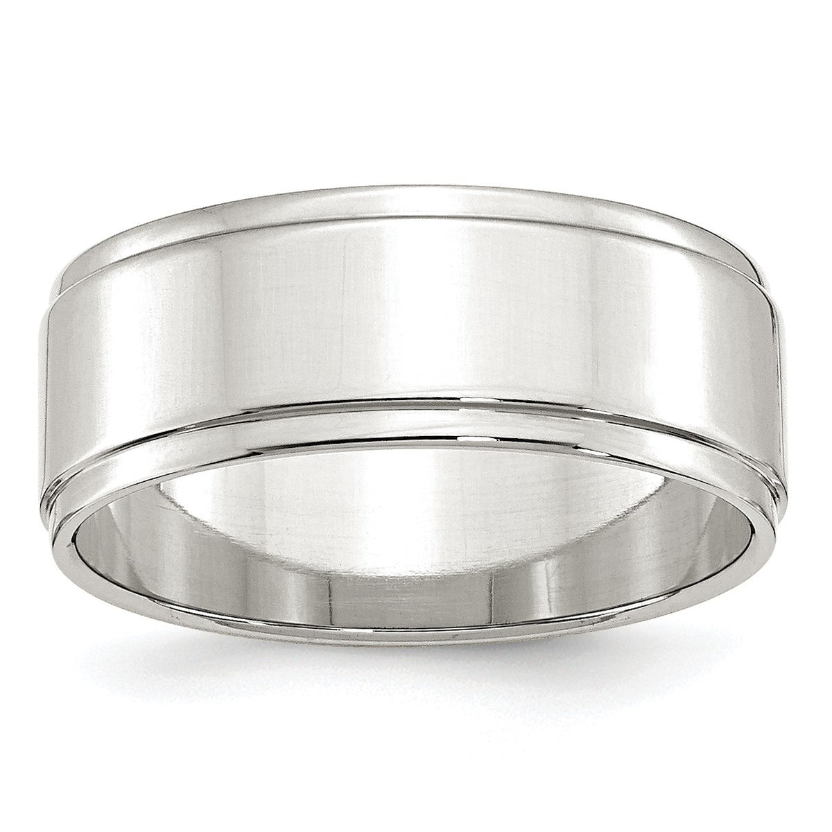 Sterling Silver 8mm Flat with Step Edge Size 6.5 Band