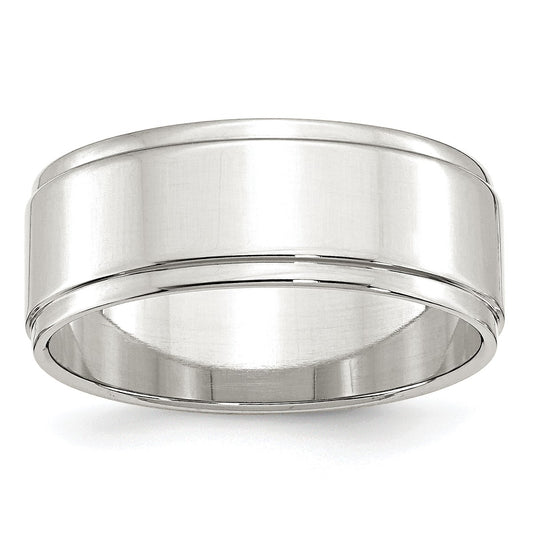 Sterling Silver 8mm Flat with Step Edge Size 6.5 Band