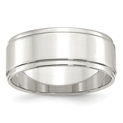 Sterling Silver 8mm Flat with Step Edge Size 11 Band