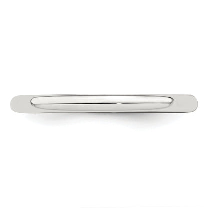 Sterling Silver Rhodium-plated 2mm Half-Round Size 8.5 Band