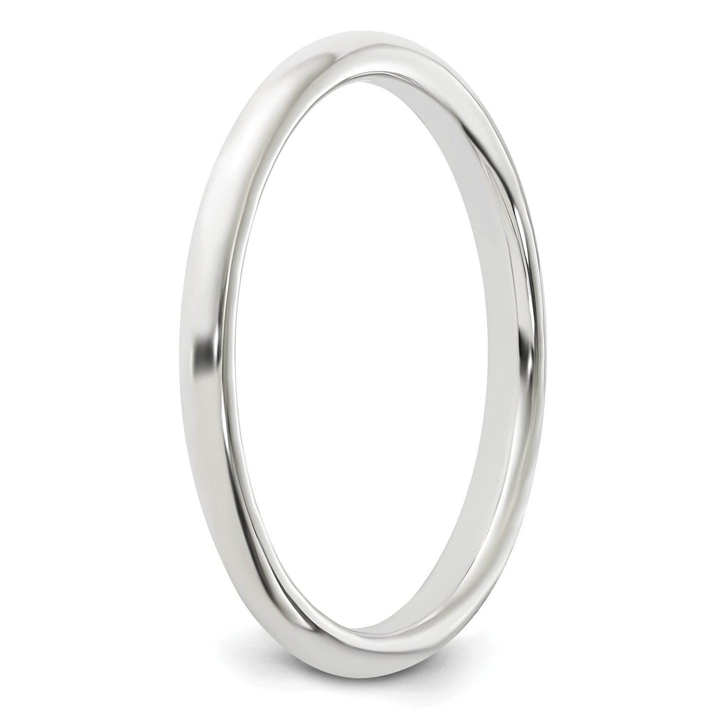 Sterling Silver Rhodium-plated 2mm Half-Round Size 8.5 Band