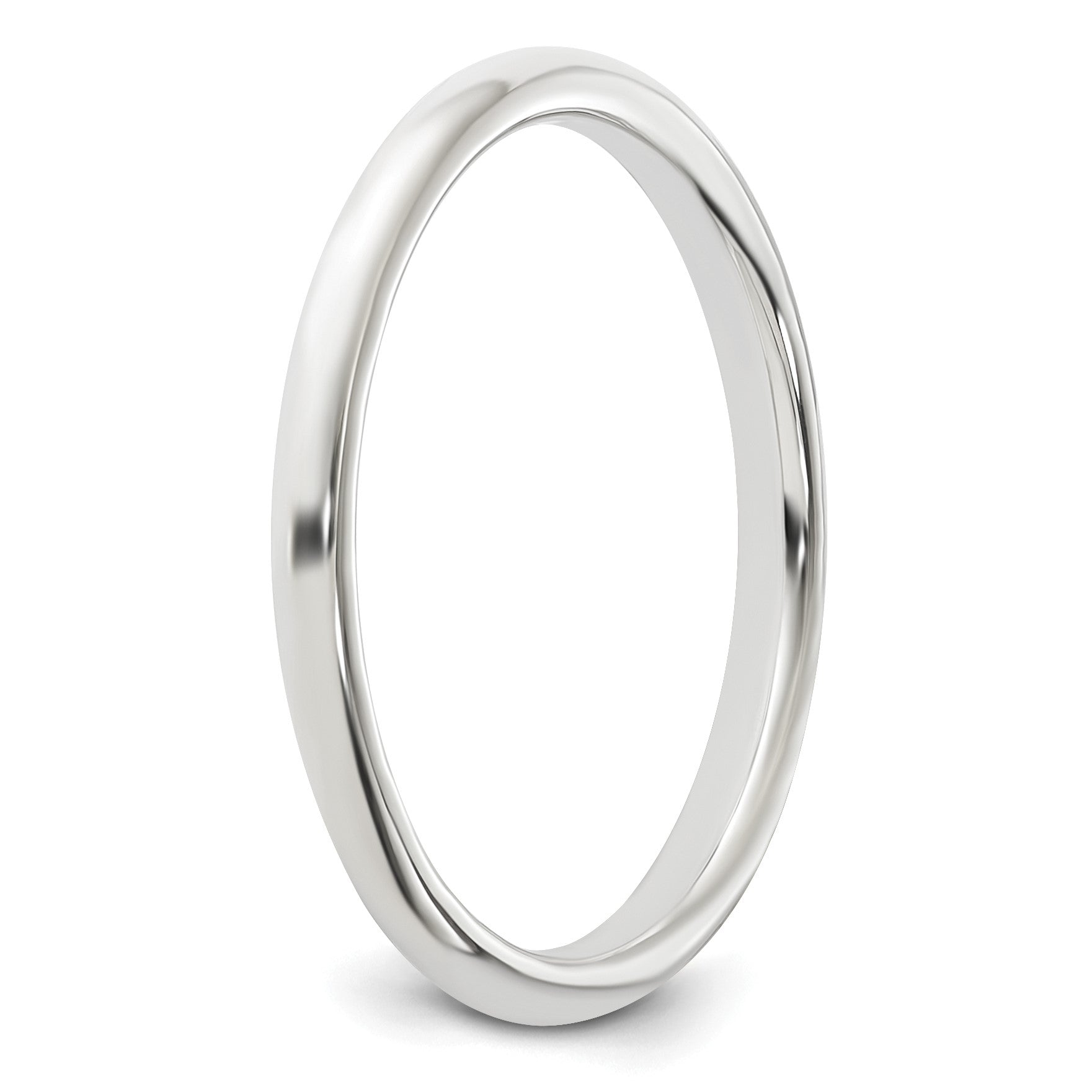 Sterling Silver Rhodium-plated 2mm Half-Round Size 8.5 Band