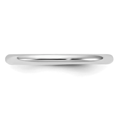 Sterling Silver Rhodium-plated 2mm Half-Round Size 8 Band