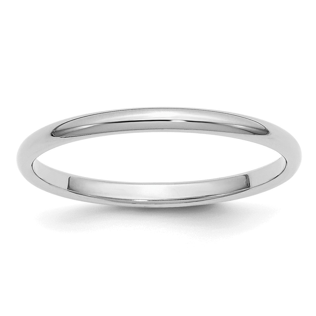 Sterling Silver Rhodium-plated 2mm Half-Round Size 9 Band
