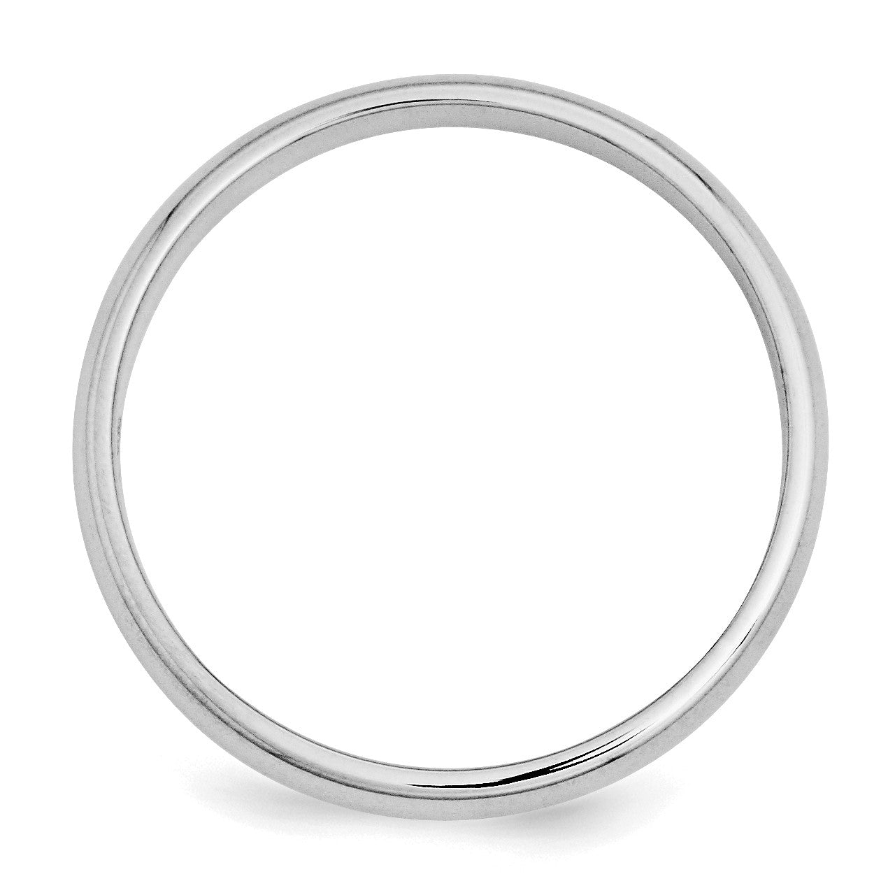 Sterling Silver Rhodium-plated 3mm Half-Round Size 5 Band