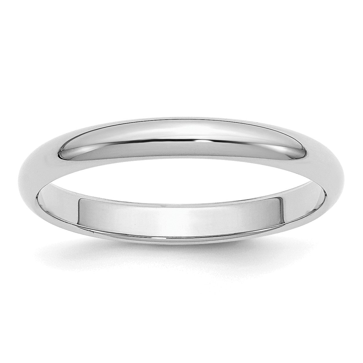 Sterling Silver Rhodium-plated 3mm Half-Round Size 9 Band