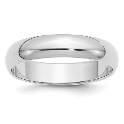 Sterling Silver Rhodium-plated 5mm Half-Round Size 8 Band
