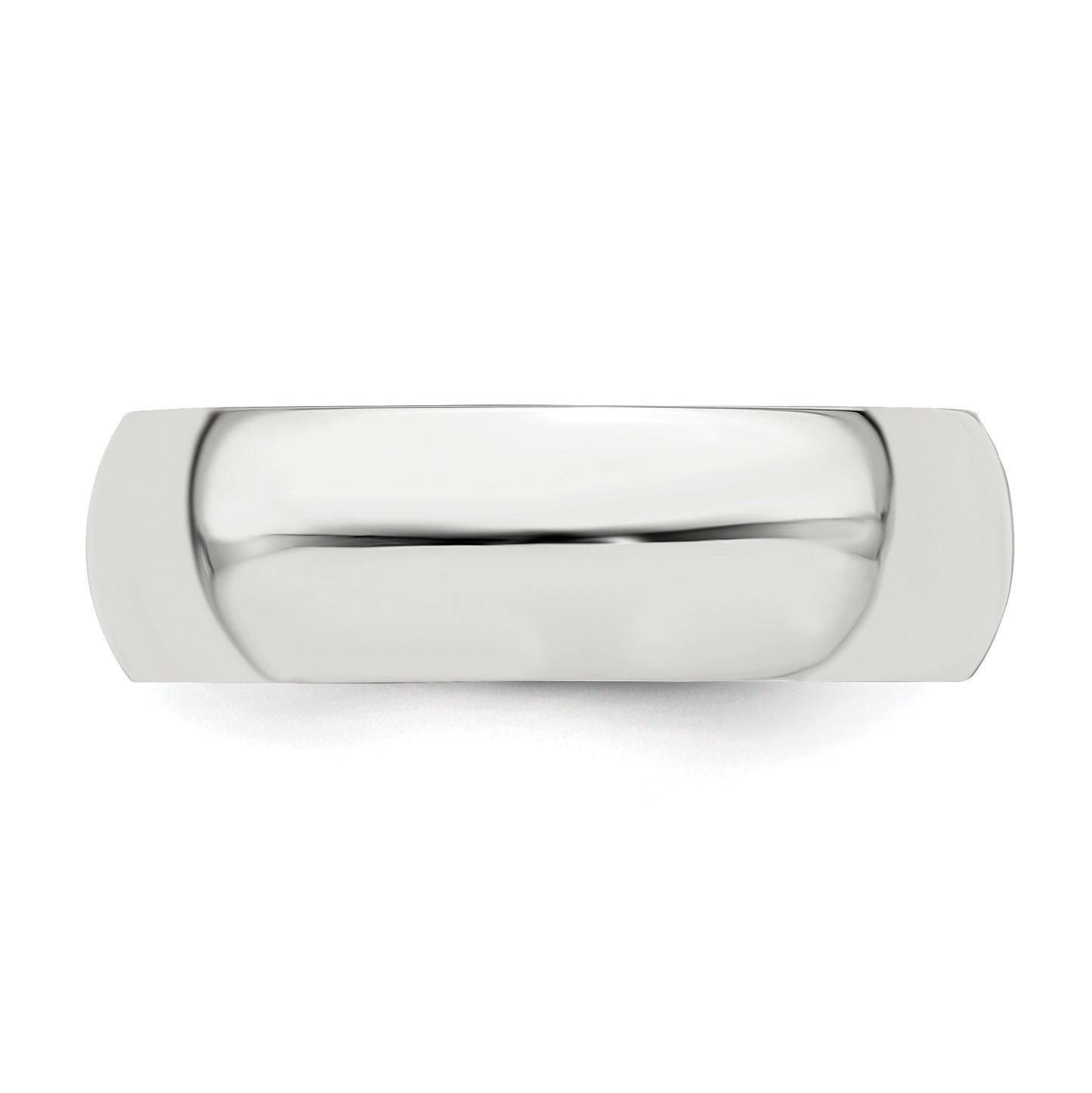Sterling Silver Rhodium-plated 6mm Half-Round Size 9 Band