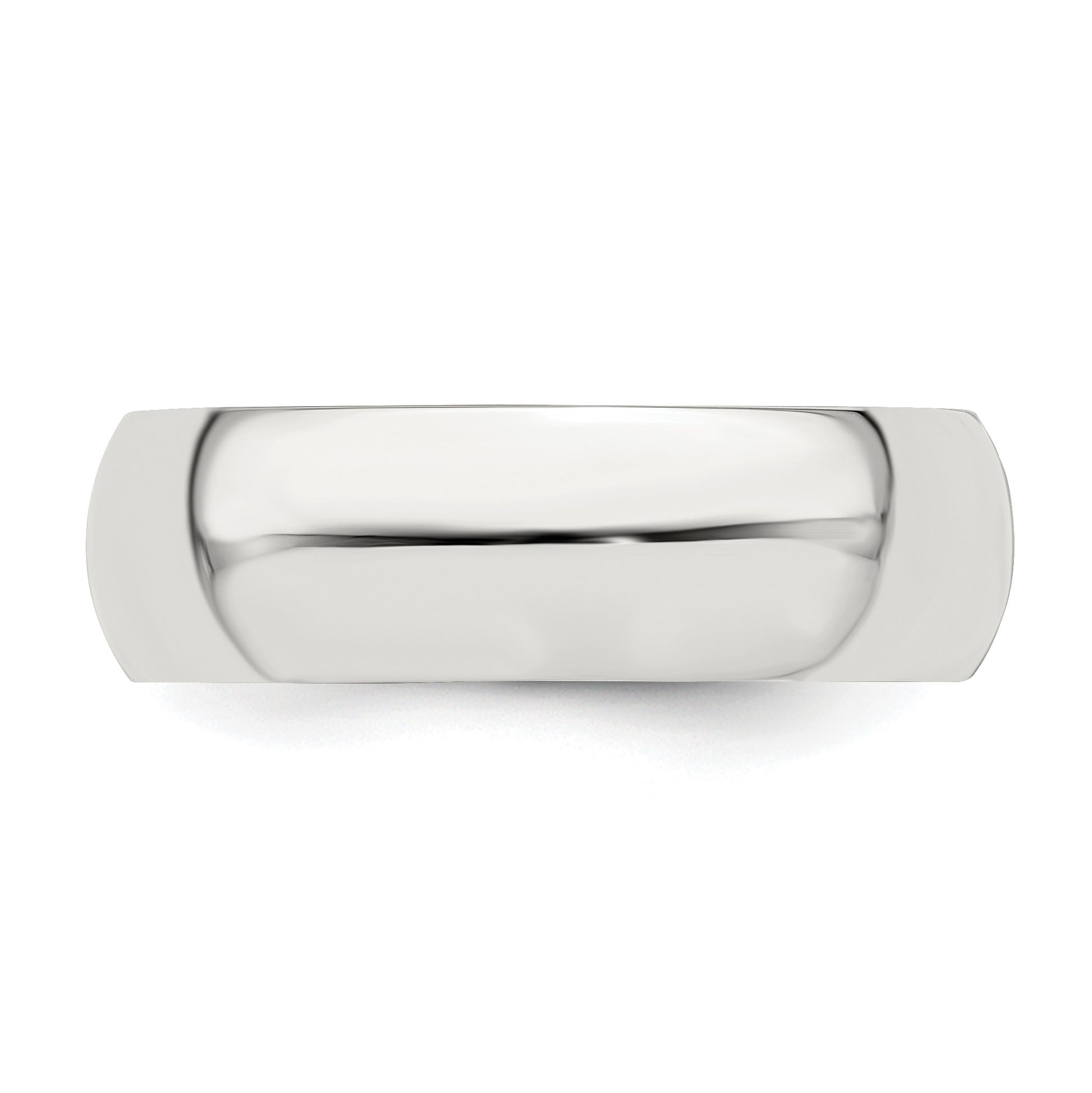Sterling Silver Rhodium-plated 6mm Half-Round Size 9 Band