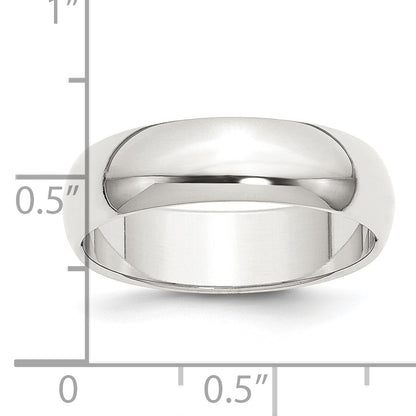 Sterling Silver 6mm Half Round Size 8 Band