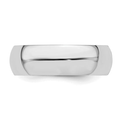 Sterling Silver Rhodium-plated 6mm Half-Round Size 12 Band